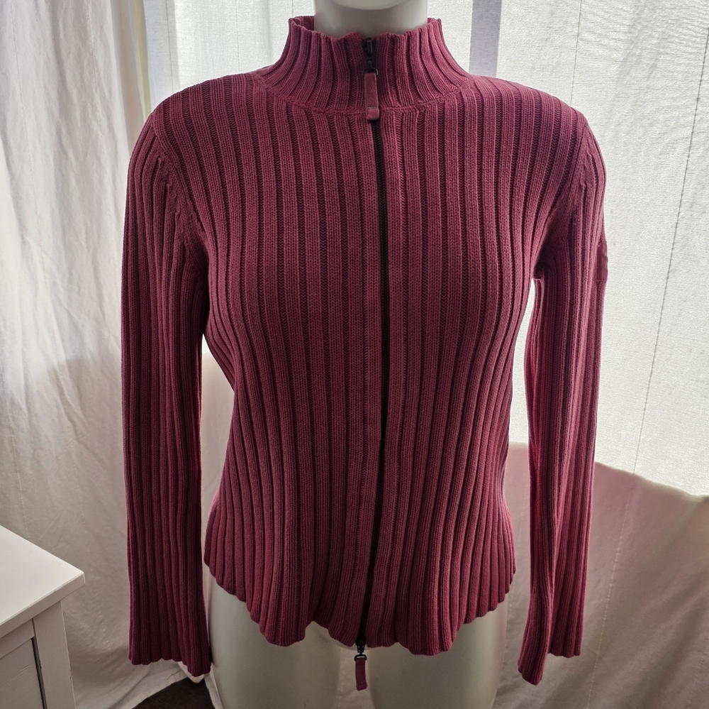 DKNY Jeans Ribbed Sweater in Rich Pink